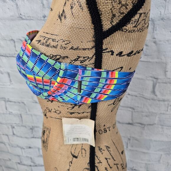Mara Hoffman wire bikini top Sz S tied back swimsuit A8C New with tags some wat - Picture 2 of 5